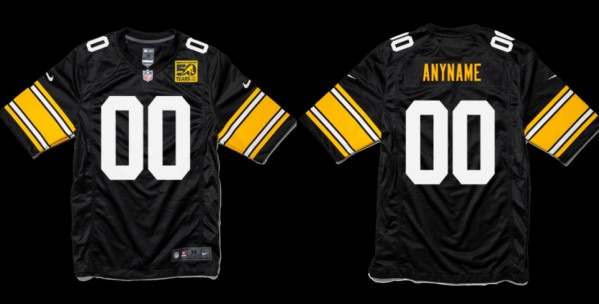Men's Pittsburgh Steelers Customized Black With 50 Years Patch Throwback Stitched Jersey Men's Pittsburgh Steelers Customized Black With 50 Years Patch Throwback Stitched Jersey